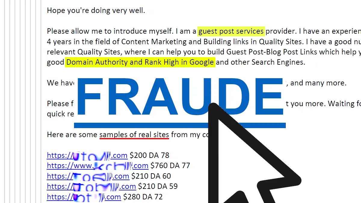 No es legal comprar enlaces y backlinks, sino un fraude